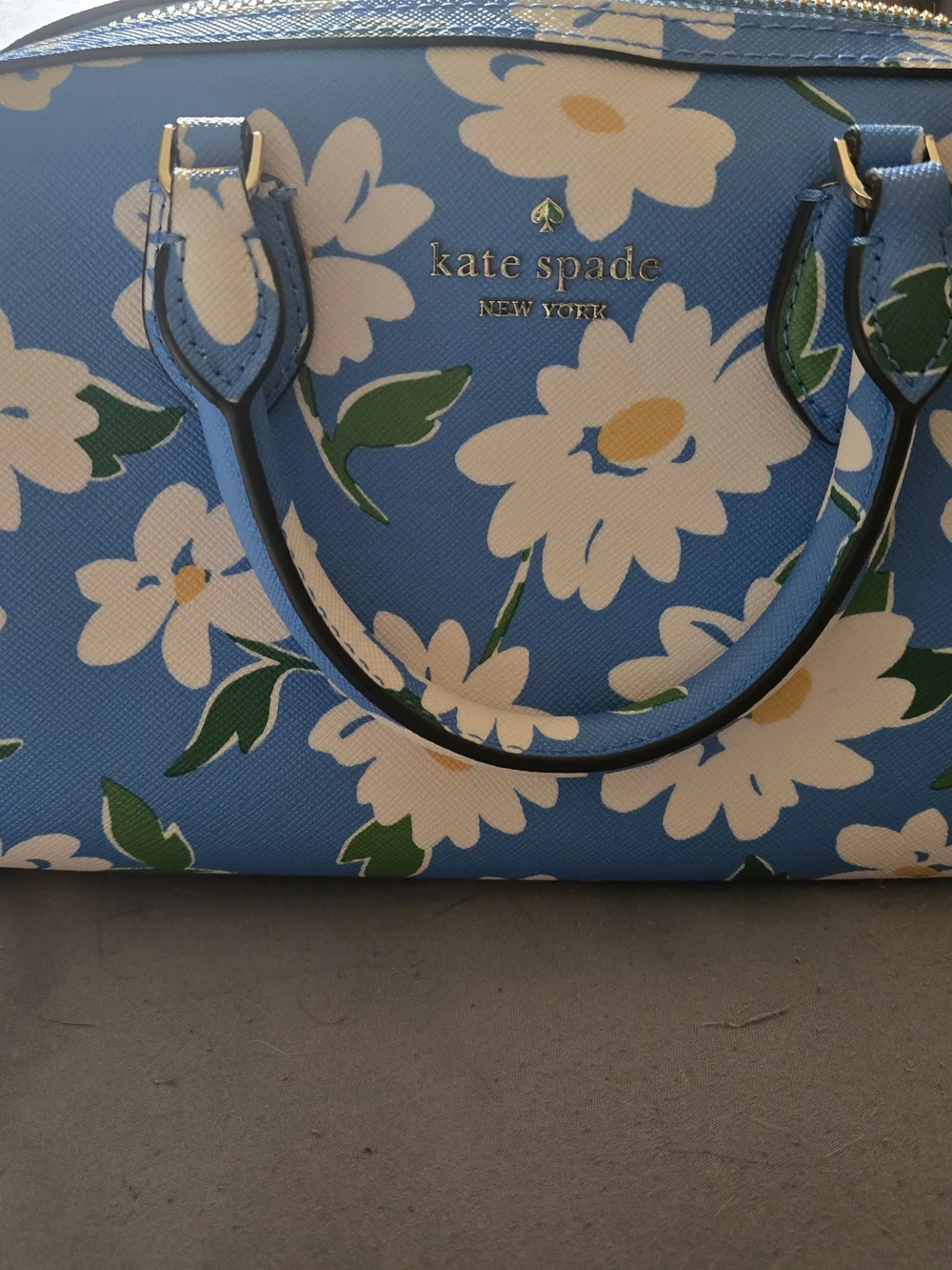 kate spade Blue Floral Dome Satchel with White & Yellow Flowers